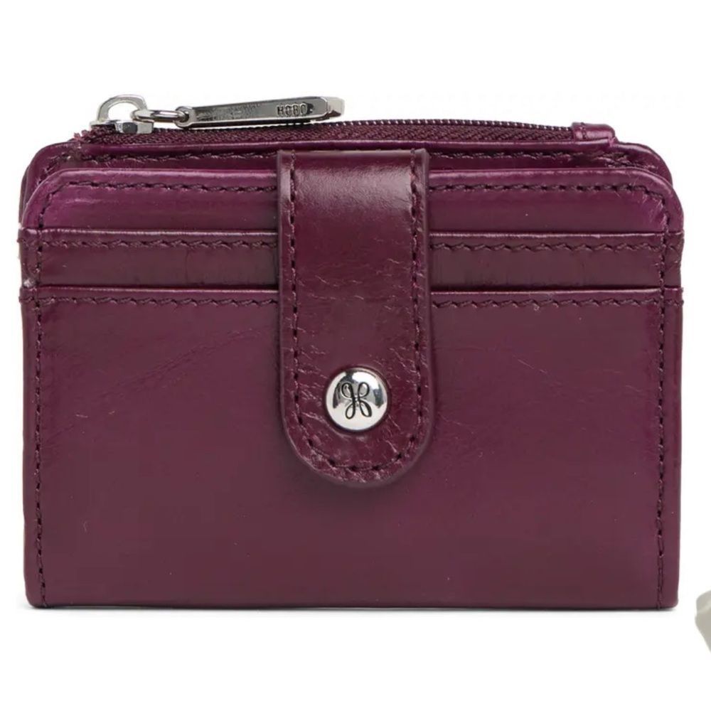 HOBO Val Indexer Leather Card Case In Eggplant